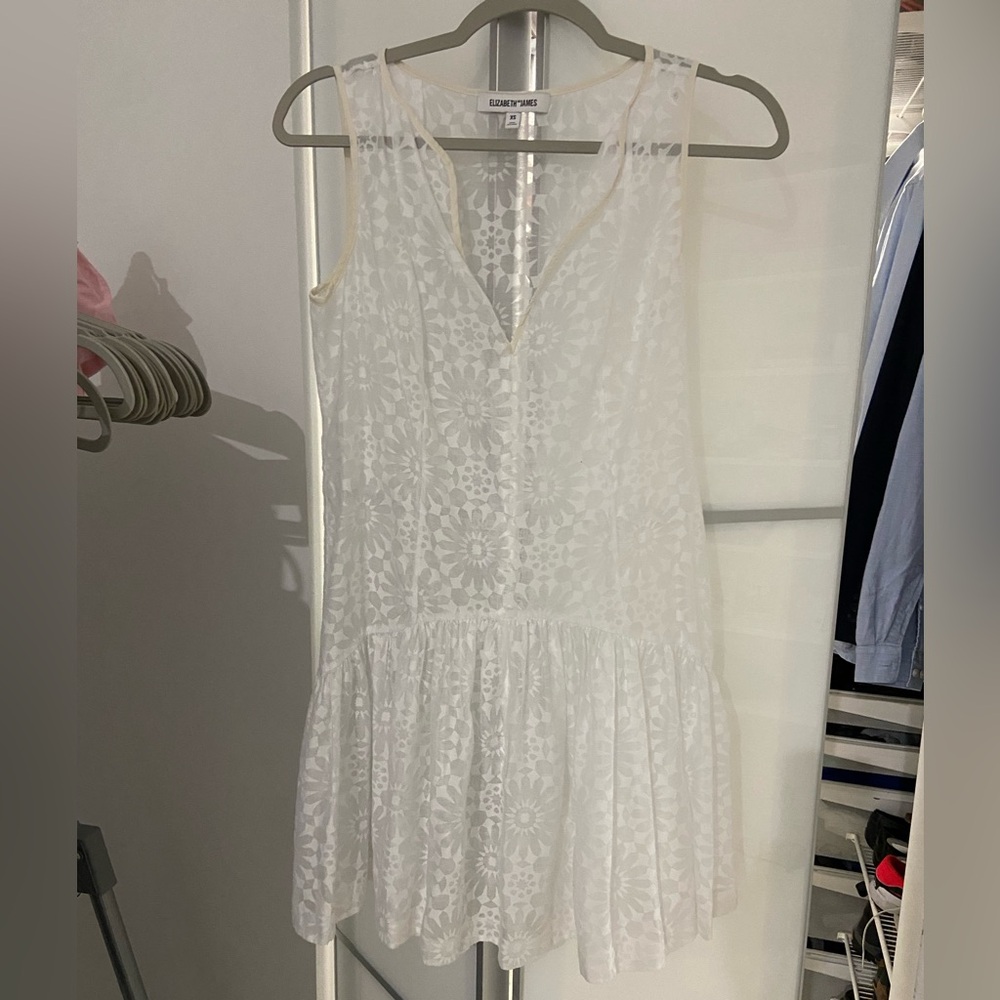 White Floral Lace Sleeveless Dress